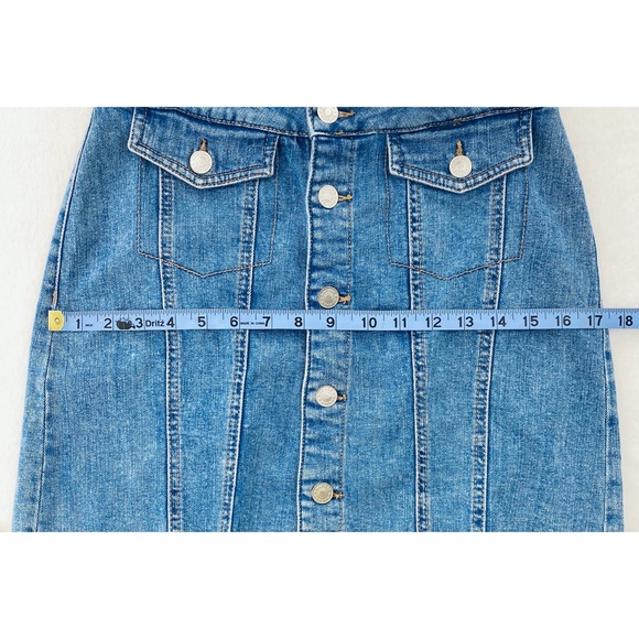 Garage Denim Cut Mini Skirt w/ Front Pockets - Picture 11 of 11